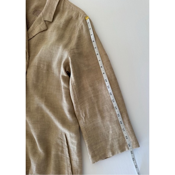 J Jill Embroidered Linen Duster Jacket Coat Lagenlook Size Medium Tall - Picture 8 of 15